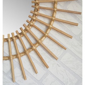 Specchio Parete Circolare di Rattan Naturale, Specchi Decorativi Originali. Decorazione Camera da Letto/soggiorno 57x43cm