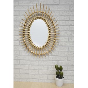 Mirror Circular Wall of Natural Rattan, Decorative Mirrors Original. Decoration Bedroom/living Room 57x43cm