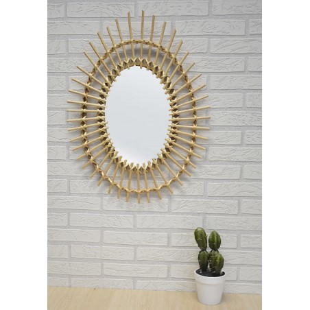 Mirror Circular Wall of Natural Rattan, Decorative Mirrors Original. Decoration Bedroom/living Room 57x43cm