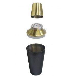 Coctelera para Cocteles Negra y Dorada 500 ml, Cocteleras de Acero Inoxidable. Batidor y Mezclador de Bebidas 9,5X22 cm
