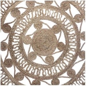 Tappeto in Juta per soggiorno o Camera da letto in un colore Naturale, Moquette 100% Naturale Round. Arredamento Arazzo etnico