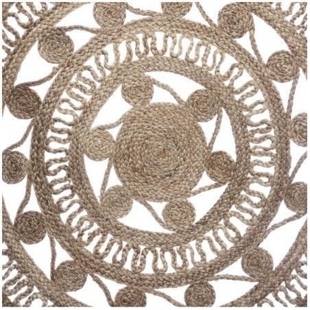 Alfombra Yute para Salón o Dormitorio en color Natural, Moqueta 100% Naturales Redondas. Decoración Tapiz étnica 120 cm