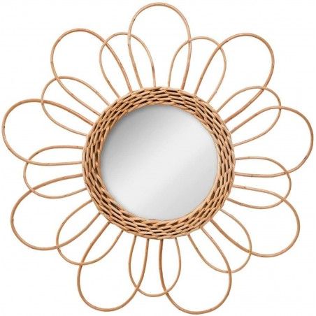 Specchio Parete Circolare di Rattan Naturale, Specchi Decorativi Originali. Decorazione Camera da letto/Bagno ø38 cm