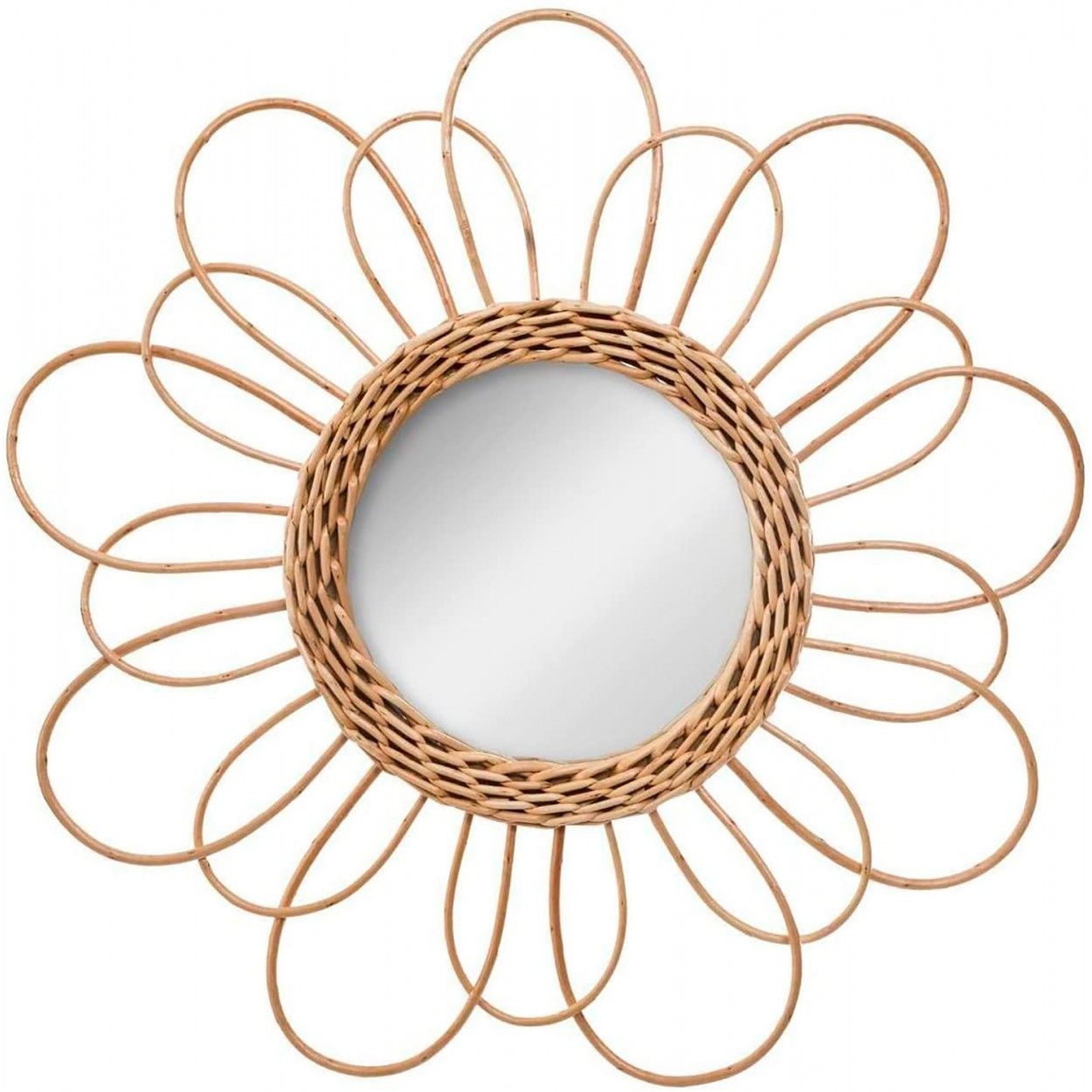 Mirror Circular Wall of Natural Rattan, Mirrors, Original Decorative. Decoration Bedroom/Bathroom ø38 cm
