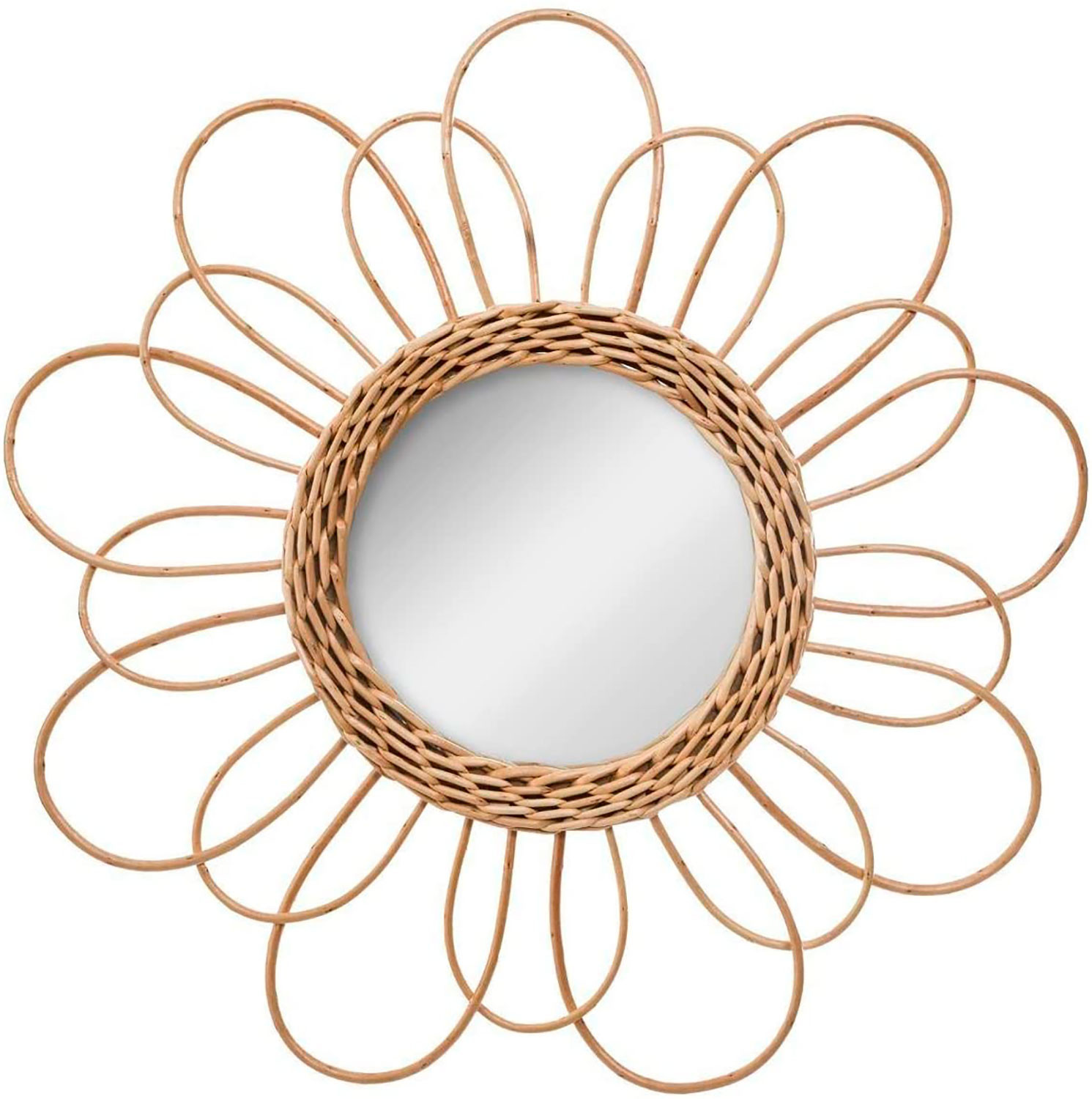 Mirror Circular Wall of Natural Rattan, Mirrors, Original Decorative. Decoration Bedroom/Bathroom ø38 cm