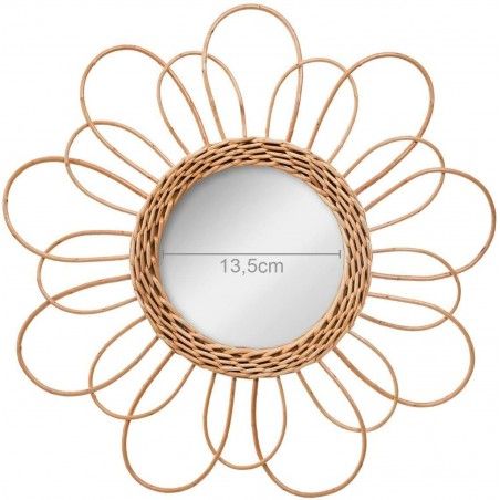 Mirror Circular Wall of Natural Rattan, Mirrors, Original Decorative. Decoration Bedroom/Bathroom ø38 cm