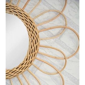 Specchio Parete Circolare di Rattan Naturale, Specchi Decorativi Originali. Decorazione Camera da letto/Bagno ø38 cm