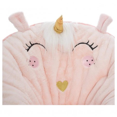 Silla Plegable Infantil Rosa de Unicornio, Soporte Metálico. Muebles Infantiles Niños Decorativos 40x50 cm