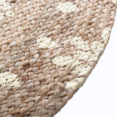Tappeto in Juta per soggiorno o Camera da letto , Finitura Oro, Tappeto 100% Naturale Round. Arredamento Arazzo etnico 115 cm