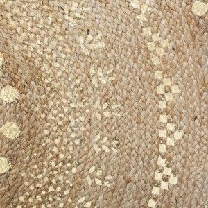 Carpet Jute for living Room or Bedroom , Gold Finish, Carpet 100% Natural Round. Decor Tapestry ethnic 115 cm