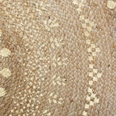 Tapis de Jute pour le salon ou la Chambre à coucher , Finition Or, des Tapis 100% Naturel Tour. Décor Tapisserie ethnique 115 cm