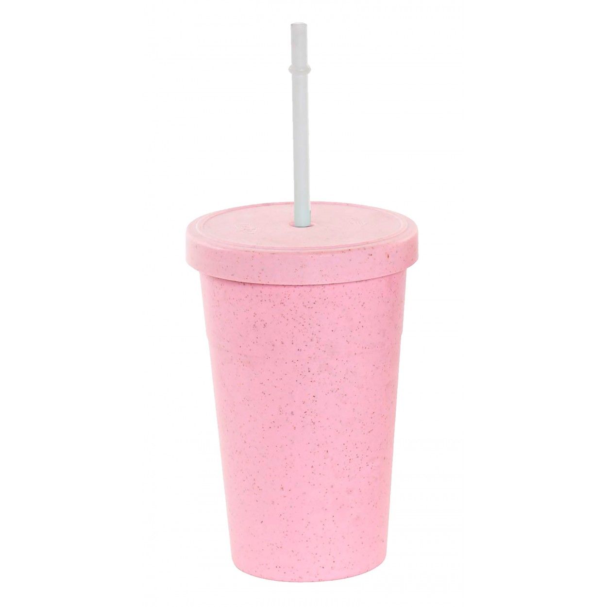 Vetro Tazza con Coperchio e Cannuccia in Plastica di Mais, Fibra di 9,5x9,5x14 360 ml