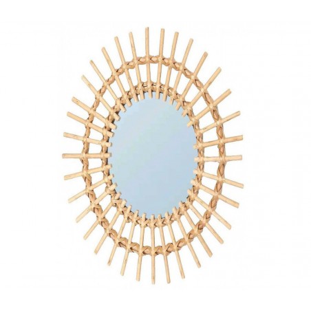 Mirror Circular Wall of Natural Rattan, Decorative Mirrors Original. Decoration Bedroom/living Room 57x43cm