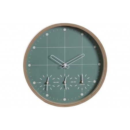 Wall clock, Analog, with Circular shape, made of Wood MDF, Design Scandi 34x34x5 cm