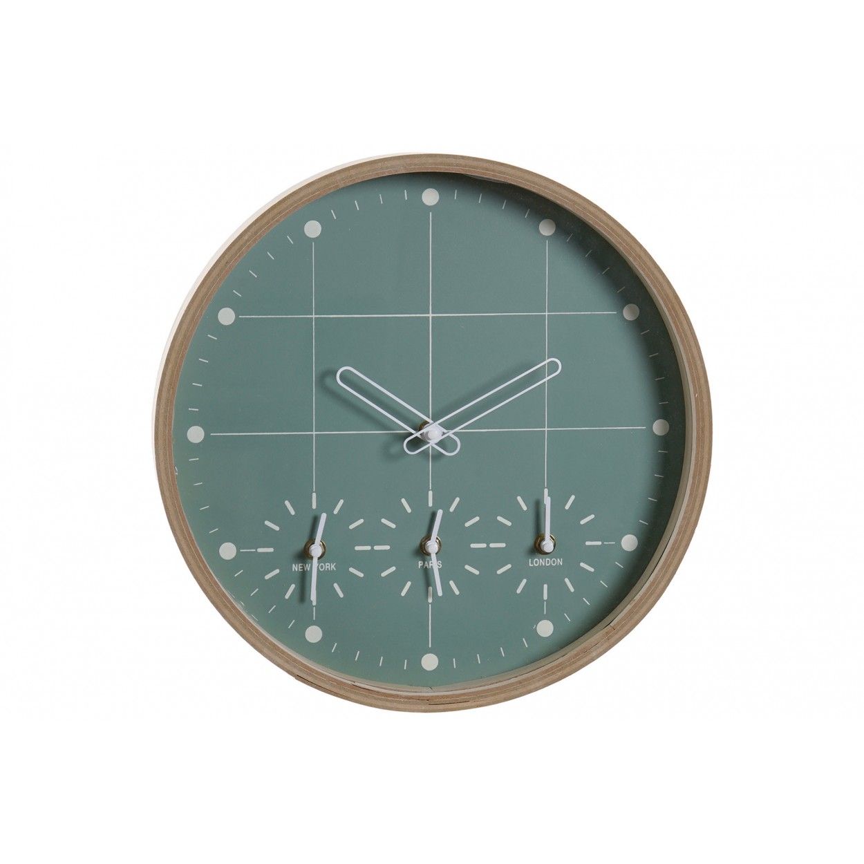 Wall clock, Analog, with Circular shape, made of Wood MDF, Design Scandi 34x34x5 cm