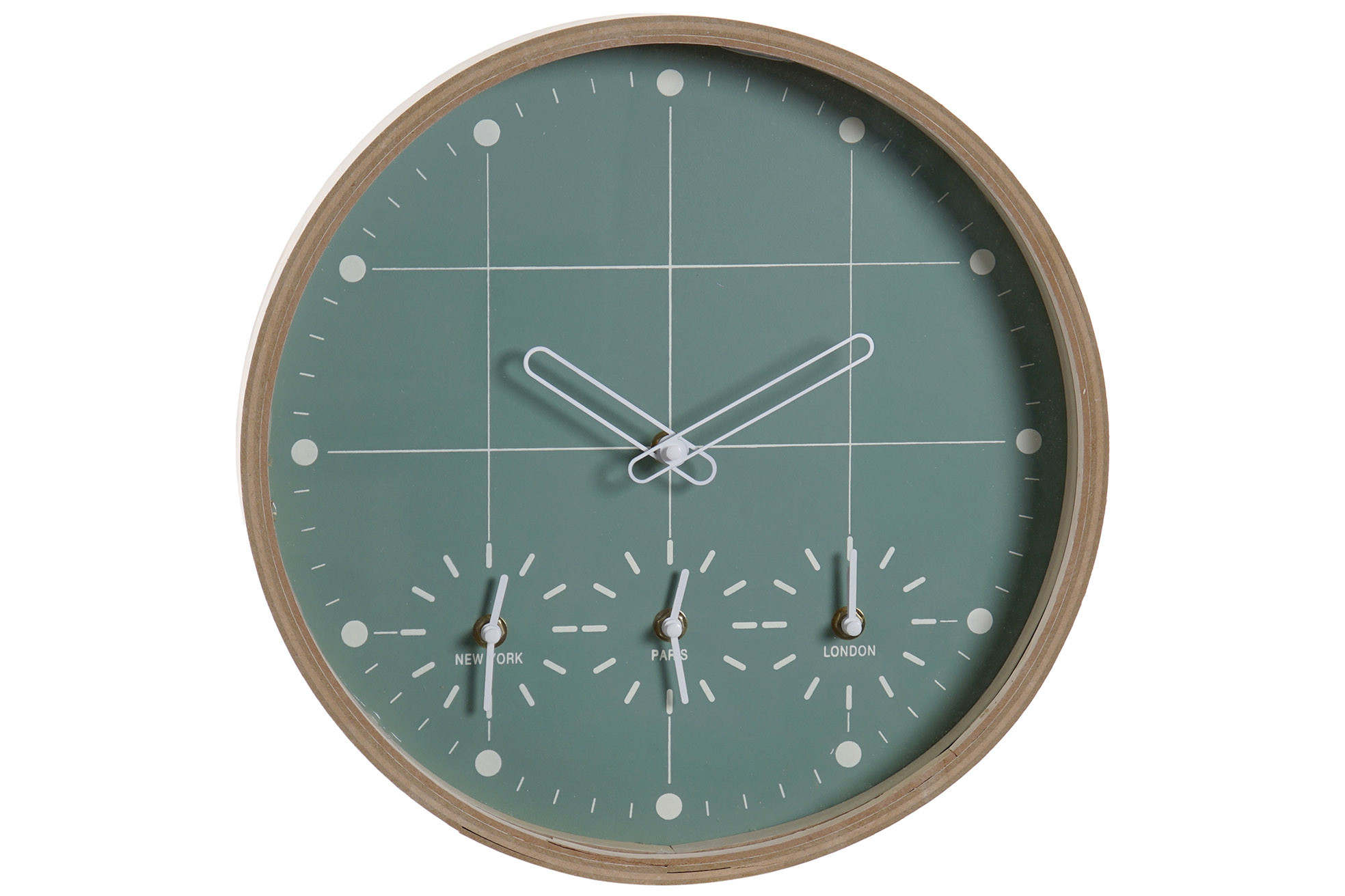 Horloge murale Analogique, avec une forme Circulaire, fait de Bois MDF, de la Conception Scandi 34x34x5 cm
