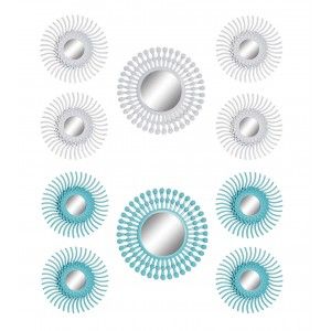 Wall mirrors, Round Decorative, Style, Glam, Set of 5 Mirrors 50x2x50 cm