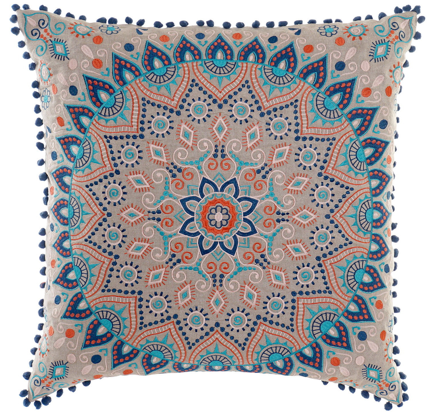 Cushion Cotton Blue with Design of a Mandala, Indian Style 60X60 cm