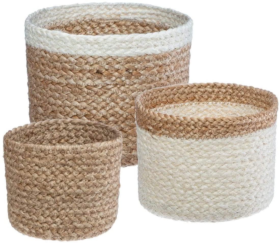 Paniers, De Jute, De Stockage, Panier De Rangement Décor Naturel Jute X3.