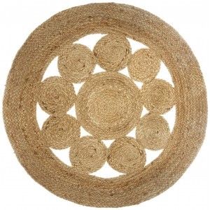 Tappeto in Juta per soggiorno o Camera da letto, Tappeto 100% Naturale Round. Arredamento Arazzo etnico 80 cm