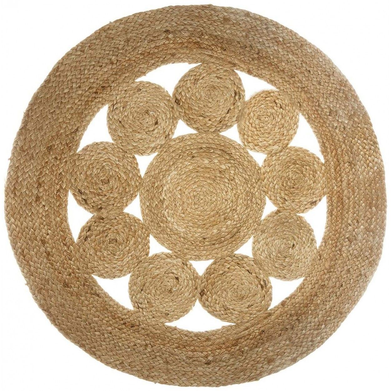 Tapis de Jute pour le salon ou la Chambre, Tapis 100% Naturel Tour. Décor Tapisserie ethnique 80 cm