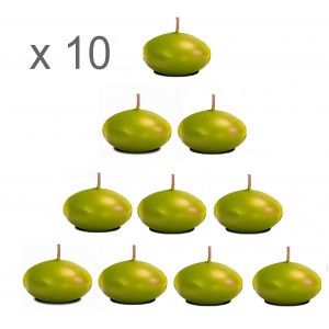Floating candle Green, Pack of 10, Decorative Candles, Floating to Water 4,5x2,5 cm
