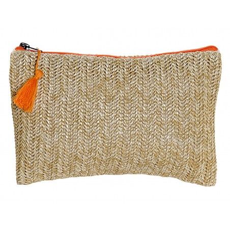 Sac Tressé Fermeture à Glissière et le Pompon, Balinais dessins réalisés en Polyester 25x16 cm