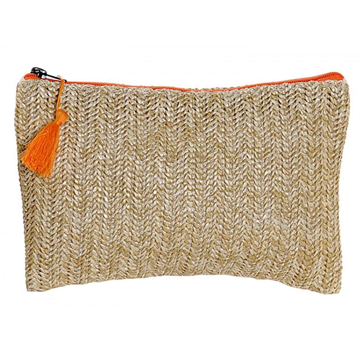 Bag Braided Zipper Closure and Pompon, Balinese designs made in Polyester 25x16 cm