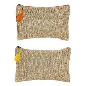 Sac Tressé Fermeture à Glissière et le Pompon, Balinais dessins réalisés en Polyester 25x16 cm