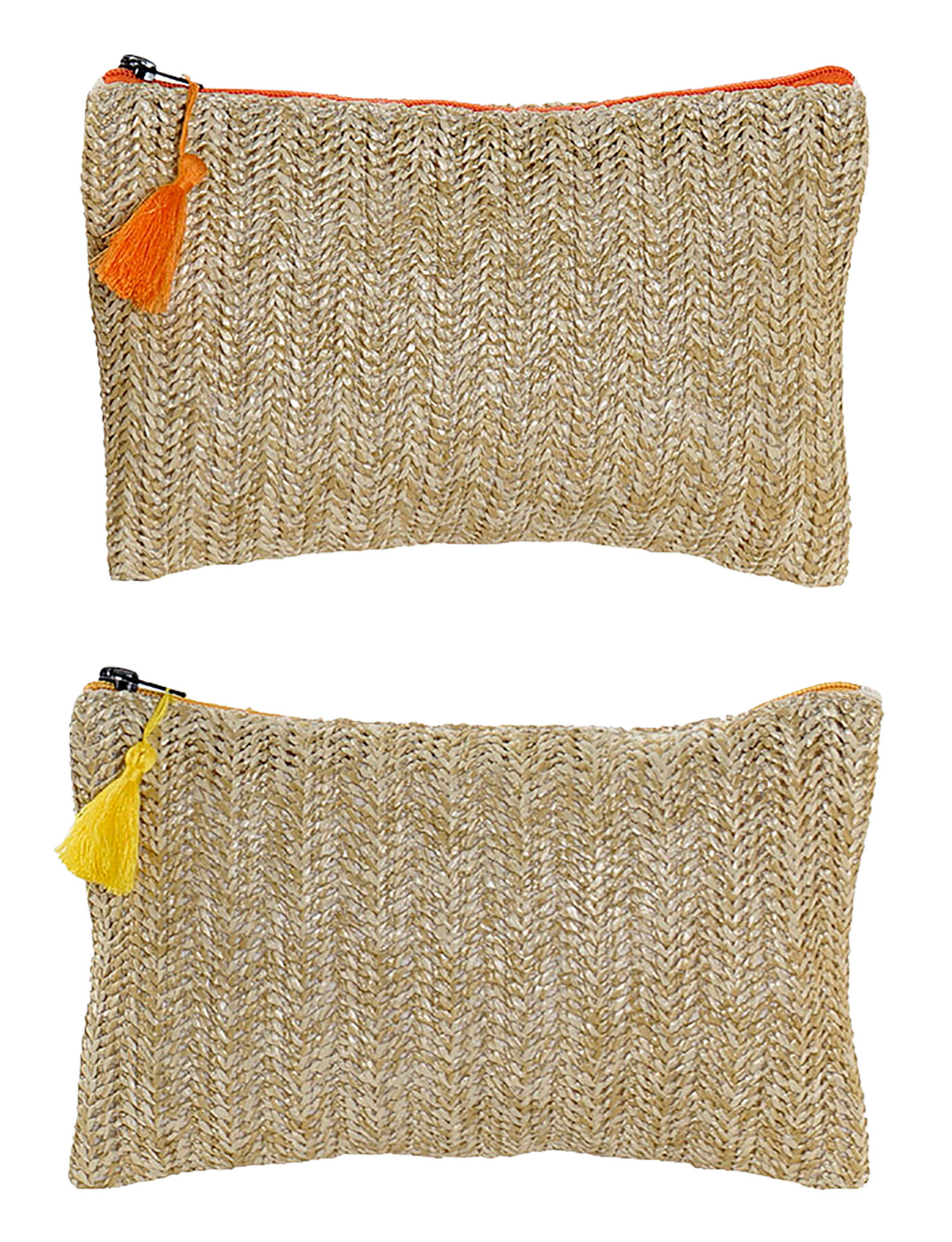 Sac Tressé Fermeture à Glissière et le Pompon, Balinais dessins réalisés en Polyester 25x16 cm