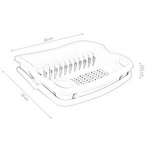 Dishwasher rack with Tray for Sink, draining board for Dishes with White or Grey 30x40x10,5 cm