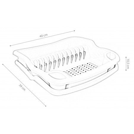 Dishwasher rack with Tray for Sink, draining board for Dishes with White or Grey 30x40x10,5 cm