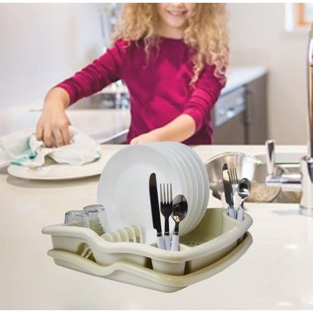 Dishwasher rack with Tray for Sink, draining board for Dishes with White or Grey 30x40x10,5 cm