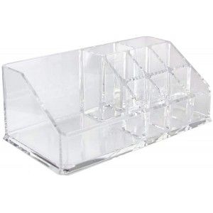Organizer Makeup Clear Organizer Cosmetic Acrylic Organizer with 9 Spaces Modern, 17x9,5x7cm