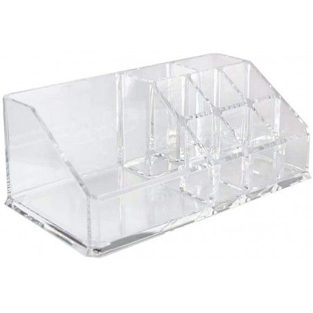 Organizer Makeup Clear Organizer Cosmetic Acrylic Organizer with 9 Spaces Modern, 17x9,5x7cm