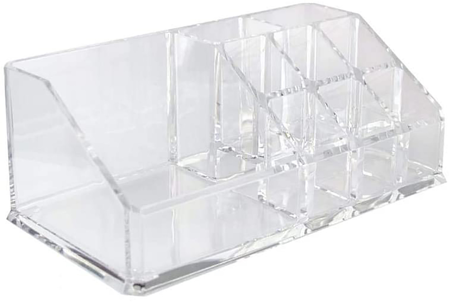 Organizer Makeup Clear Organizer Cosmetic Acrylic Organizer with 9 Spaces Modern, 17x9,5x7cm