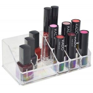 Organizer Makeup Clear Organizer Cosmetic Acrylic Organizer with 9 Spaces Modern, 17x9,5x7cm