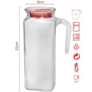 Jarra de Cristal con Tapa para Bebidas Diseño Original Hogar y Más 