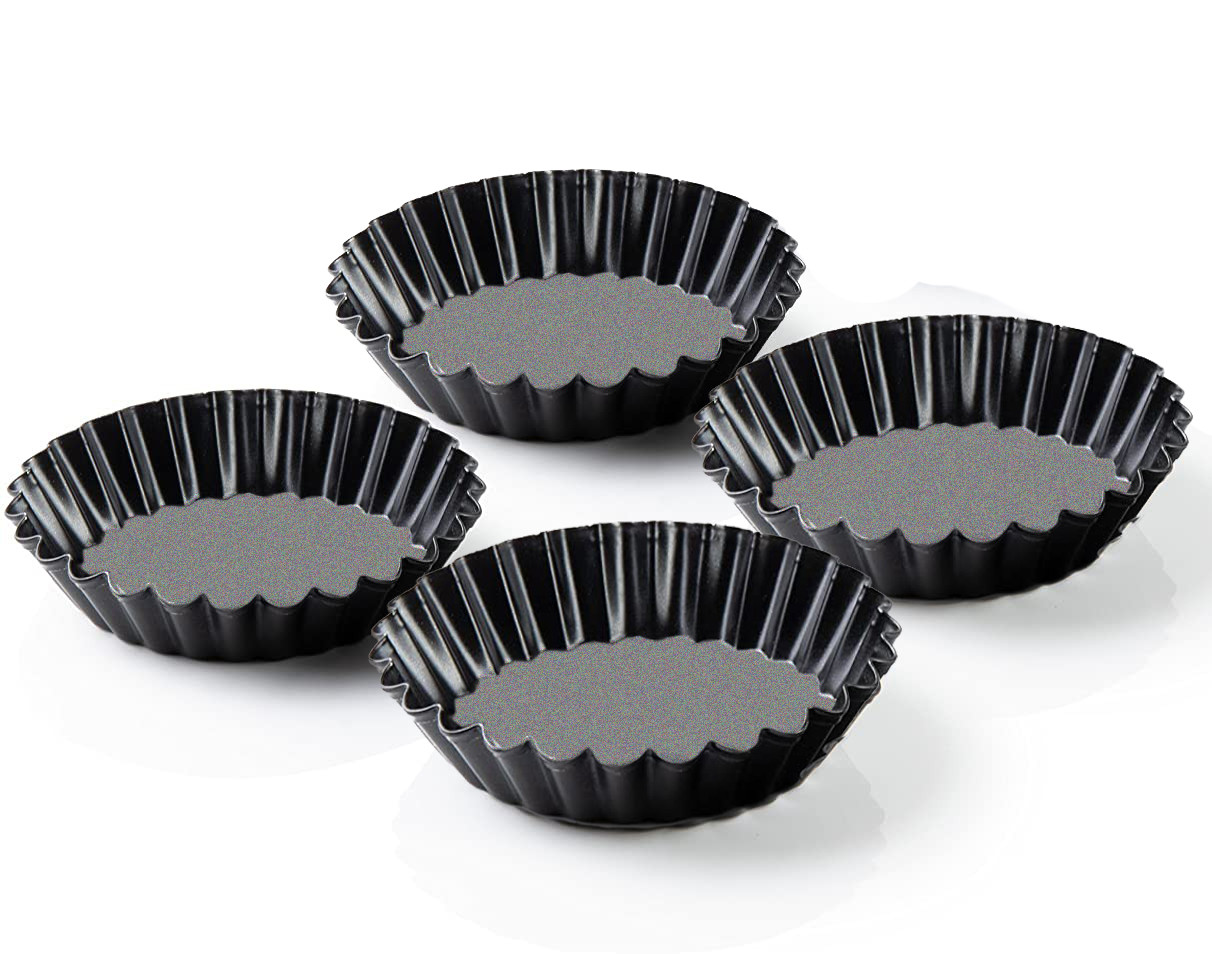 Molde Pequeño de Horno Desmontable para Postre X4. Molde Metal Anti-adherente para Tartaleta, Muffin o Flan ø10 cm