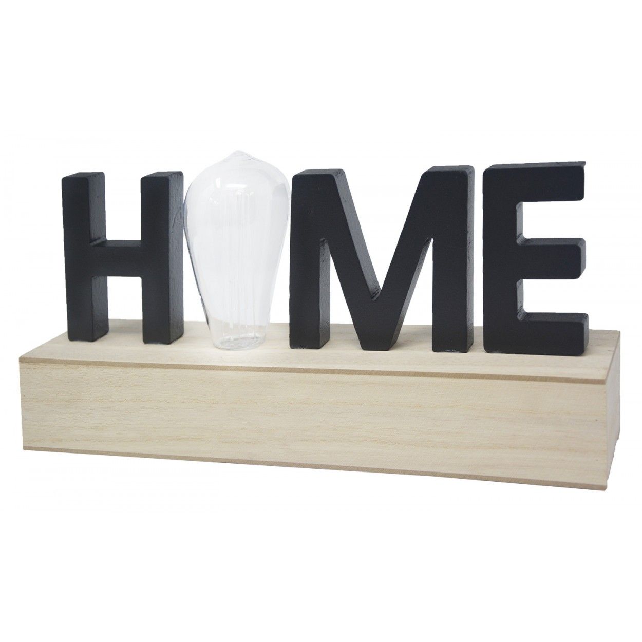 Decoración de Madera "Home", Lámpara Led. Estilo Moderno, Decoración del hogar Original/Moderna 34X15,5X8cm