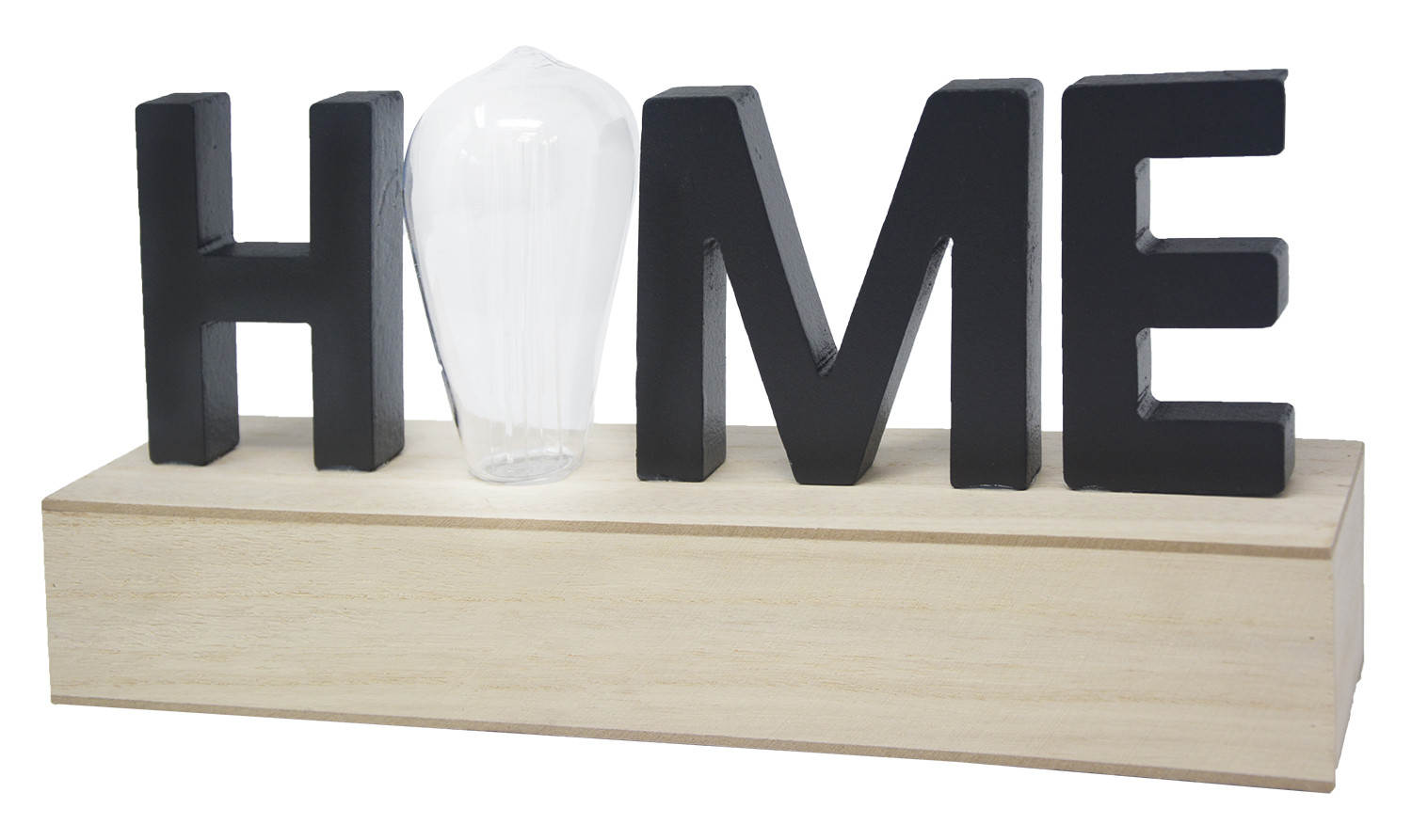 Decoración de Madera "Home", Lámpara Led. Estilo Moderno, Decoración del hogar Original/Moderna 34X15,5X8cm