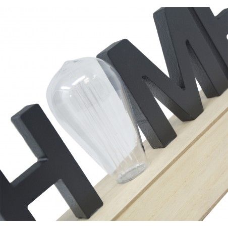 Decoración de Madera "Home", Lámpara Led. Estilo Moderno, Decoración del hogar Original/Moderna 34X15,5X8cm
