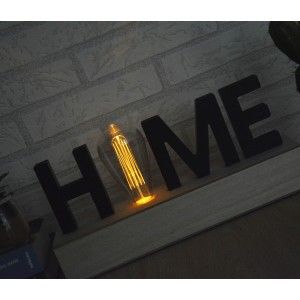 Decoración de Madera "Home", Lámpara Led. Estilo Moderno, Decoración del hogar Original/Moderna 34X15,5X8cm