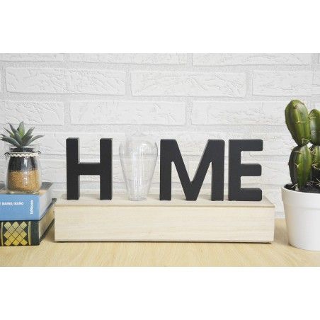 Decoración de Madera "Home", Lámpara Led. Estilo Moderno, Decoración del hogar Original/Moderna 34X15,5X8cm