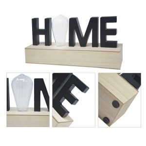 Decoración de Madera "Home", Lámpara Led. Estilo Moderno, Decoración del hogar Original/Moderna 34X15,5X8cm