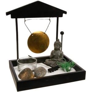 Zen garden Small Zen Garden with Buddha, Decoration, Zen, Zen Garden Buddha Tori with Bong, 16cm