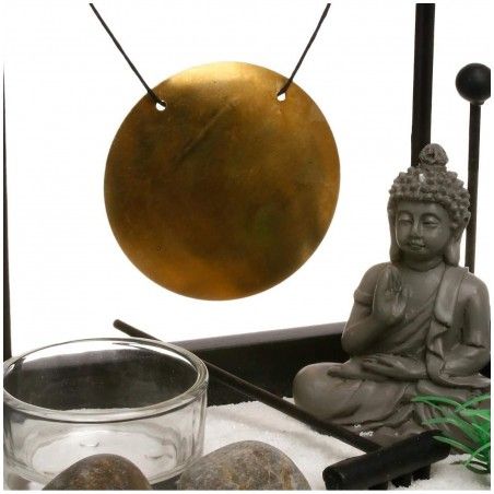 Jardín Zen Pequeño, Jardín Zen con Buda, Decoración Zen, Jardín Zen Buda Tori con Bong, 16cm