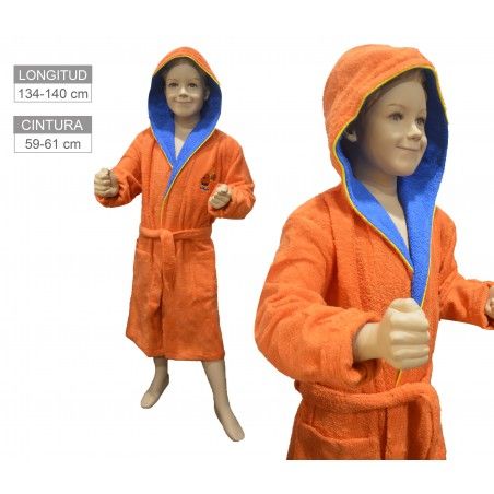 Albornoz Niño Naranja "Los Simpson" de Algodón, Bata Infantil Absorbente 13-2 Años