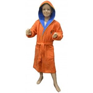 Albornoz Niño Naranja "Los Simpson" de Algodón, Bata Infantil Absorbente 13-2 Años