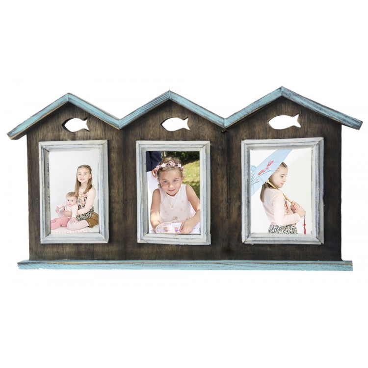 Cadre Photo/photo Titulaire, 10 x 15 cm, Fabriqué en Bois, avec des touches de Bleu et de Blanc. Élégant et Moderne conception